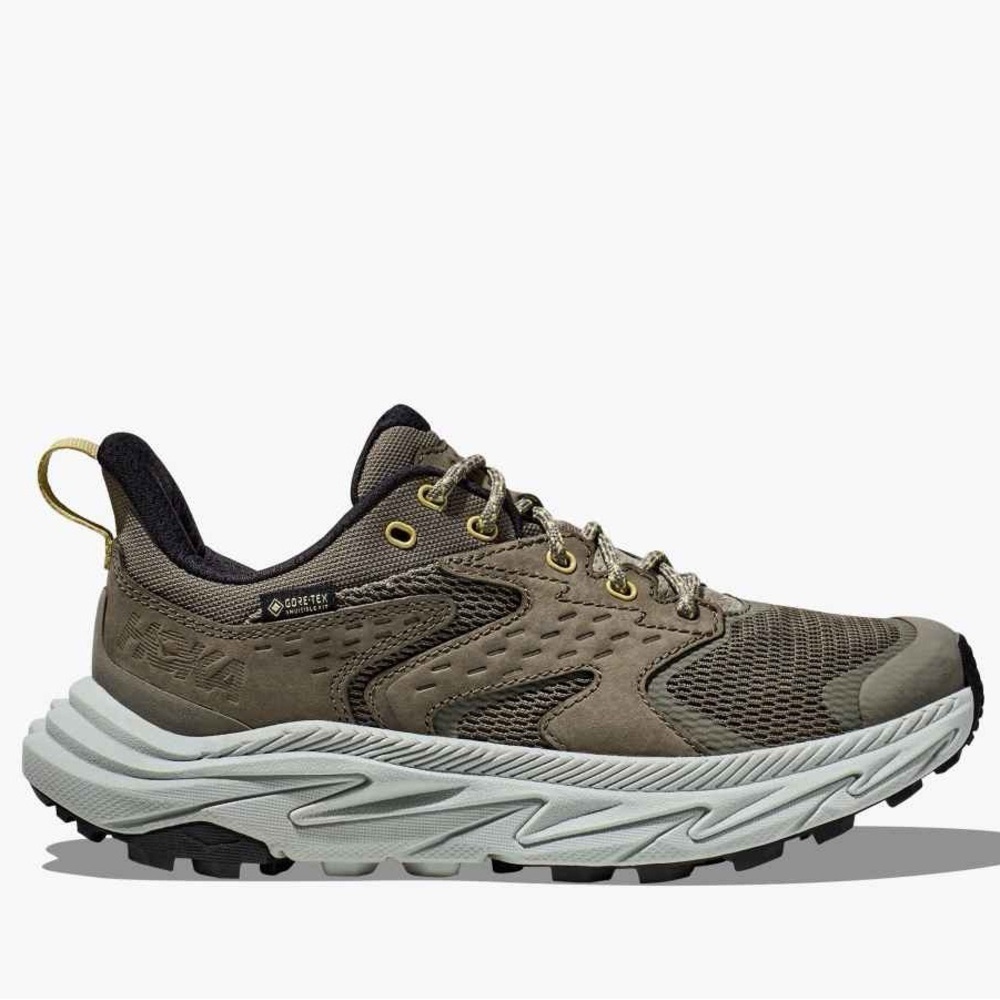 NEW Hoka Gore-Tex Running Shoes in Olive and Gray Sz 4.5